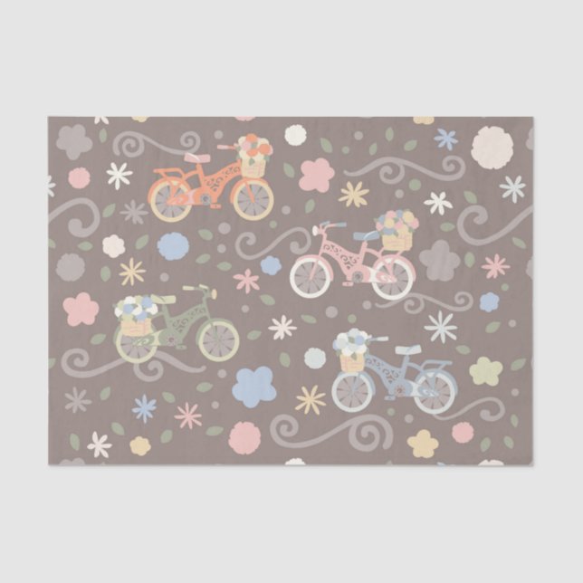 Papel De Seda Bicicleta y flores retras (Anverso)