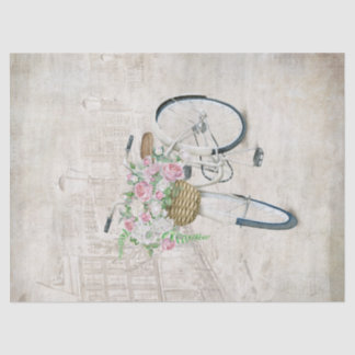 Papel De Seda Bicicletas de época con cesta de rosas