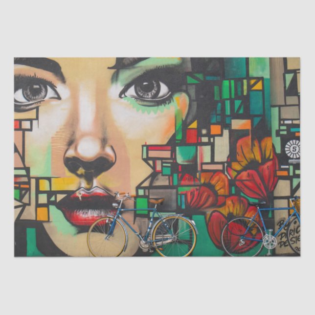 Papel De Seda Bicicletas en la pared del graffiti (Anverso)