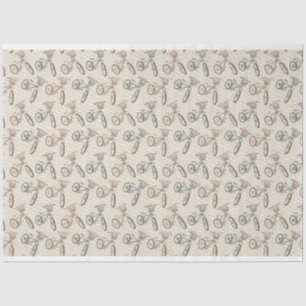 Papel De Seda Bicicletas Retro Pastel Con Flores