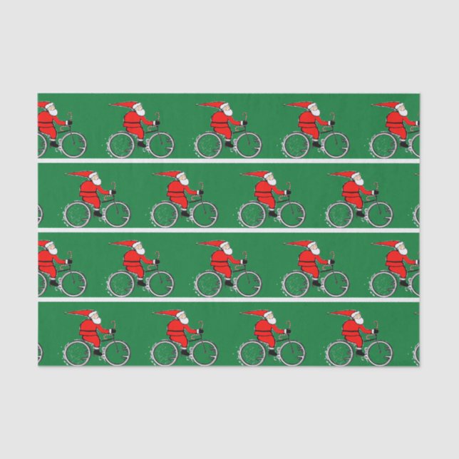 Papel De Seda Bicycling Cyclist Christmas Tissue Paper (Anverso)
