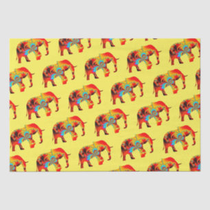 Papel De Seda Bienestar animal - Fractal de silueta elefante 1