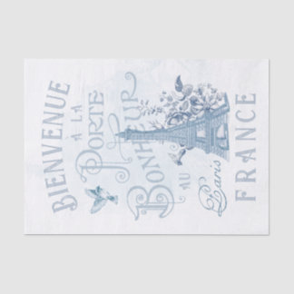Papel De Seda Bienvenida París Torre Eiffel Azul Decoración Fran