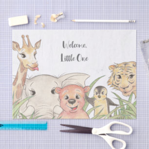 Papel De Seda Bienvenido pequeño safari bebé felicidades