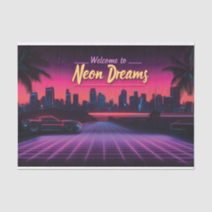 Papel De Seda Bienvenidos a Neon Dreams - Retro Wave Cityscape