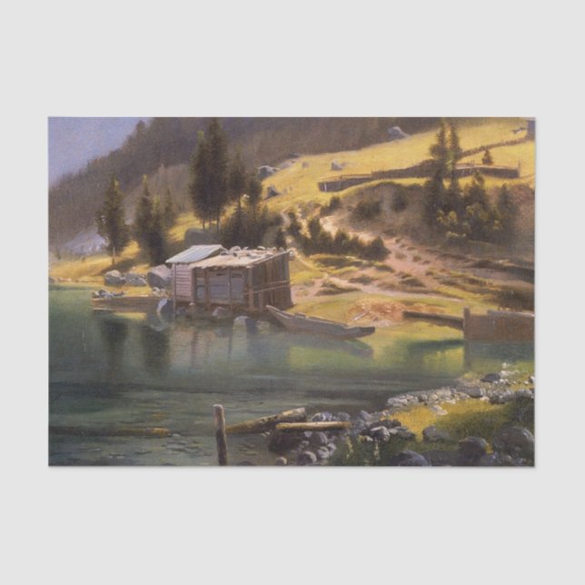 Papel De Seda Bierstadt - Campamento de pesca y caza,  (Anverso)
