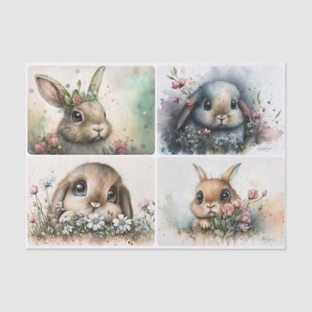Papel De Seda Big Eyed Bunnies (Anverso)