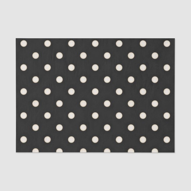 Papel De Seda Big Polka Dots Antiguo Blanco y Negro (Anverso)