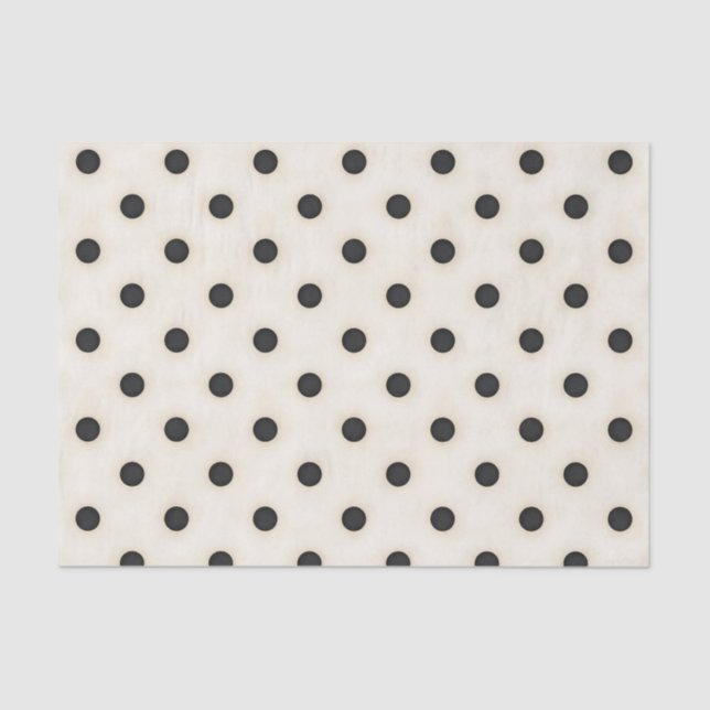 Papel De Seda Big Polka Dots Black & Antique White (Anverso)