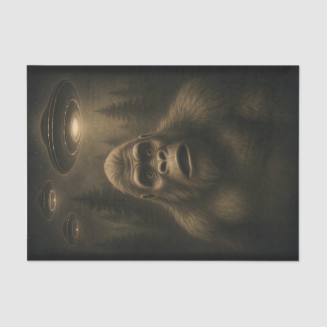 Papel De Seda Bigfoot Sasquatch Alien UFO Funny (Anverso)