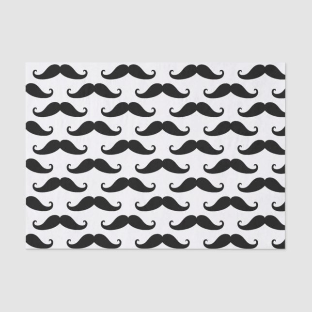 Papel De Seda Bigote retro blanco y negro del manillar de la (Anverso)