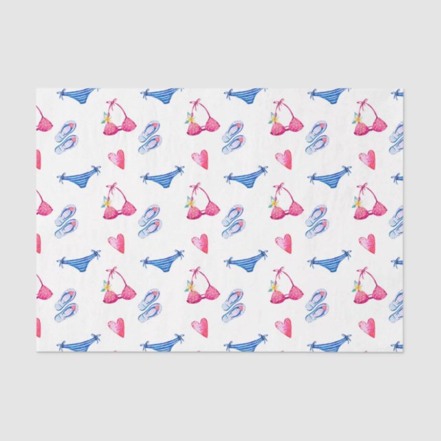 Papel De Seda Bikini rosa y sandalias (serie 72 rosa) (Anverso)