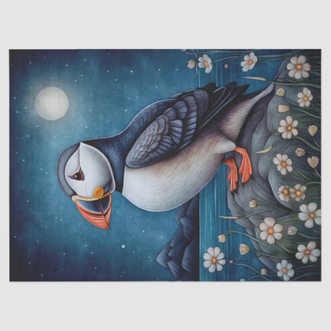 Papel De Seda Bird Puffin Boho Mysticas Art (Anverso)