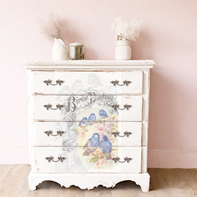 Papel De Seda Birdie Darling Blue Birds Cherry Blossom Decoupage (Subido por el creador)