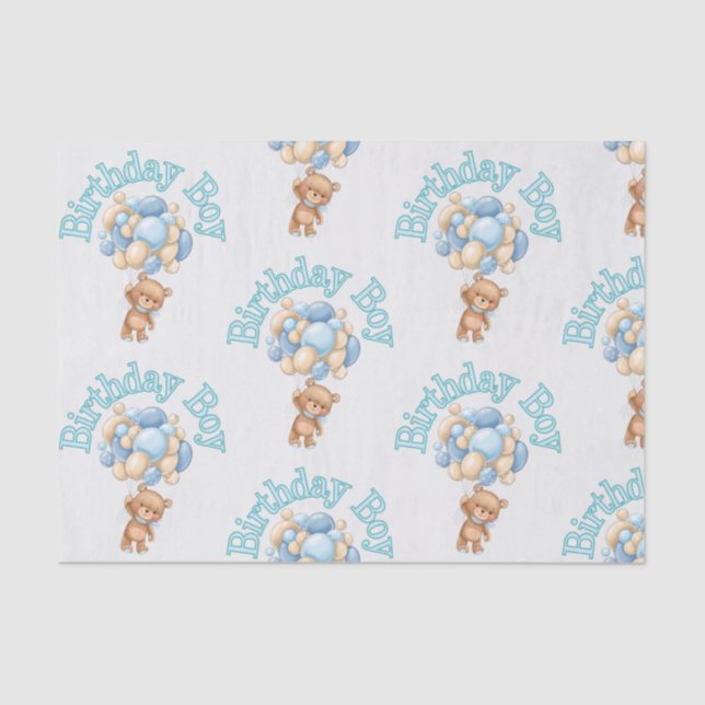 Papel De Seda Birthday Boy Bear (Anverso)