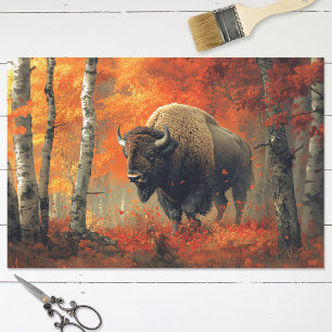 Papel De Seda Bison in the Autumn Woods Artwork Decoupage