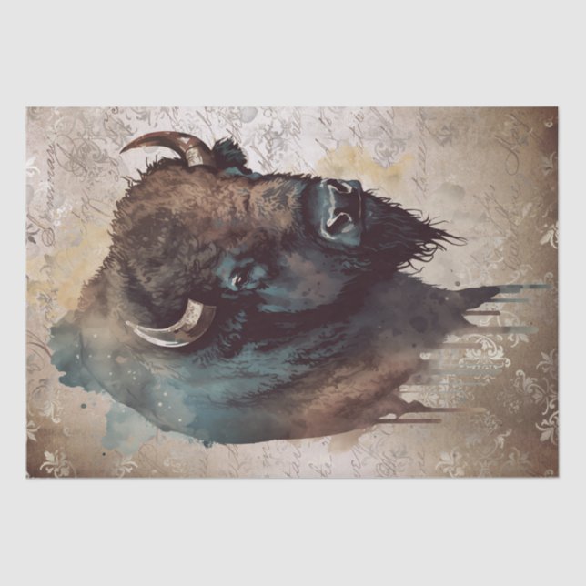 Papel De Seda Bison Native American Buffalo (Anverso)