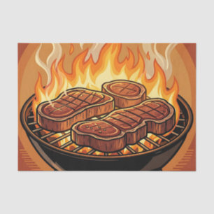 Papel De Seda Bistecs a la parrilla Llamas de barbacoa