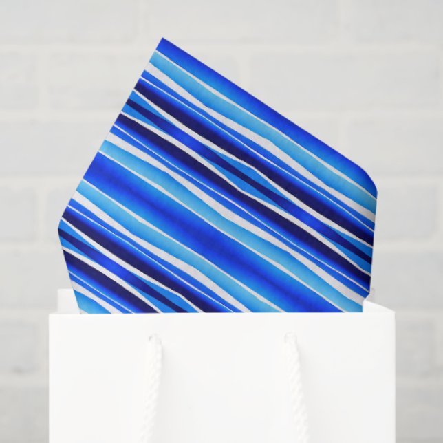 Papel De Seda Black and Blue Painted Stripes  (Bolsa de regalo)