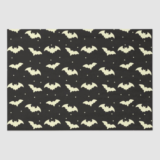 Papel De Seda Black and Gold Bats Black Halloween (Anverso)