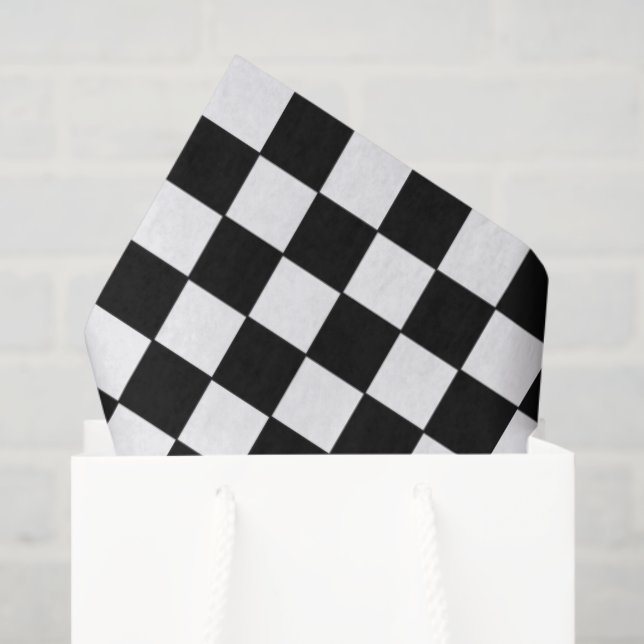Papel De Seda Black and White Checkered | Race Car Theme (Bolsa de regalo)