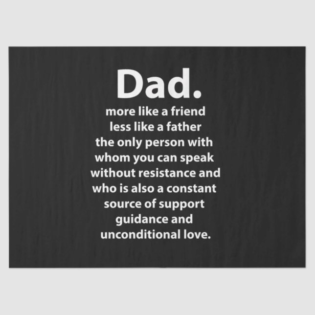 Papel De Seda Black and White Dad Daddy Quote Birthday (Anverso)