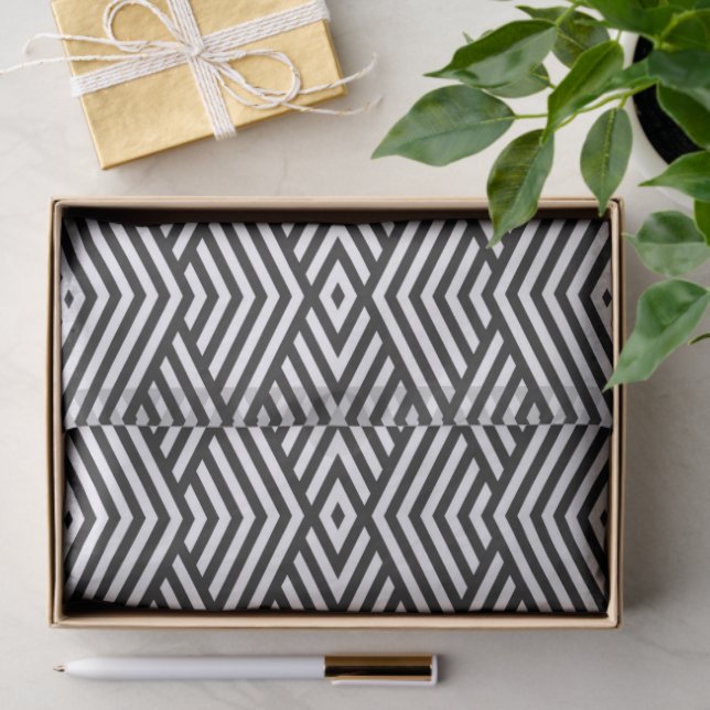 Papel De Seda Black and White Geometric Pattern (Regalo )