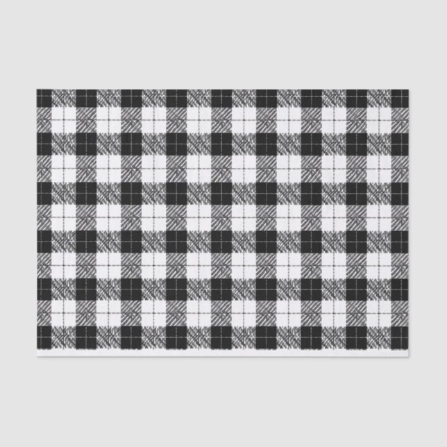 Papel De Seda Black and White Herringbone Tissue Paper (Anverso)