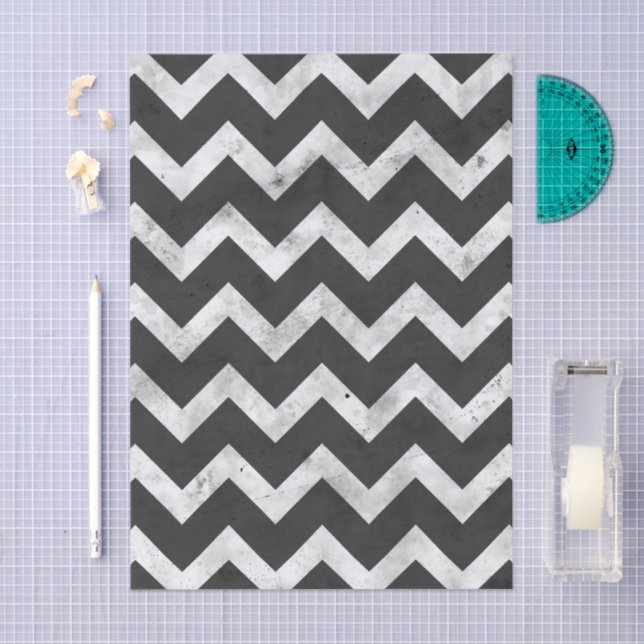 Papel De Seda Black and white Rustic Chevron pattern (Artesanía)