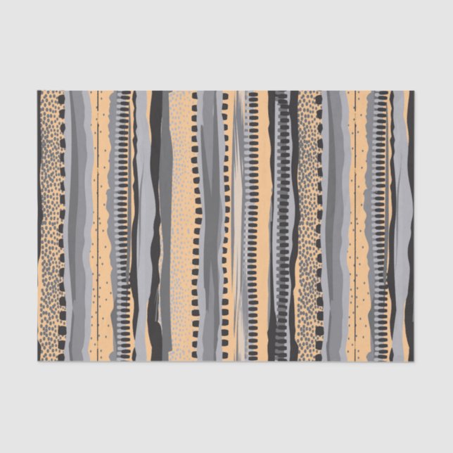 Papel De Seda Black and yellow tribal geometric shapes pattern (Anverso)