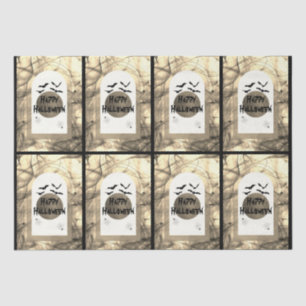 Papel De Seda Black Bats Spooky Scary Pattern Happy Halloween