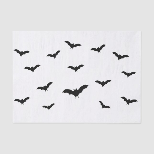 Papel De Seda Black Bats & White Cute Halloween Party Moda (Anverso)