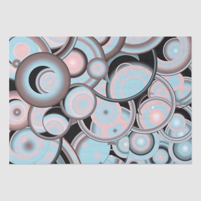 Papel De Seda Black Blue Mocha Pink Gradient Concentric Circle (Anverso)