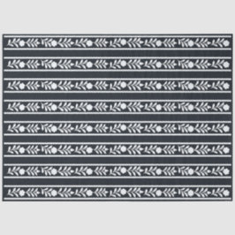 Papel De Seda Black Bone Inlay Floral Border Decoupage Paper