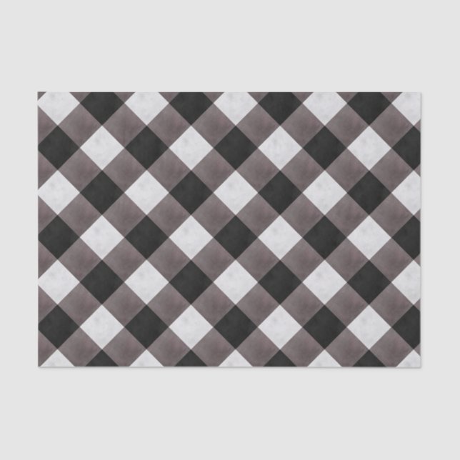 Papel De Seda Black Farmhouse Buffalo Plaid Check Pattern (Anverso)