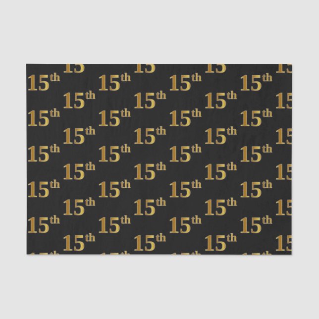 Papel De Seda Black, Faux Gold 15th (XV) Event (Anverso)