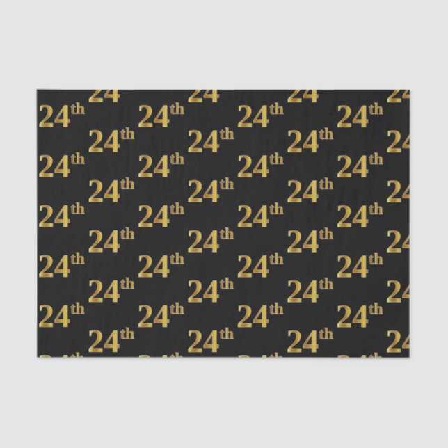 Papel De Seda Black, Faux Gold 24th (24to) Event (Anverso)