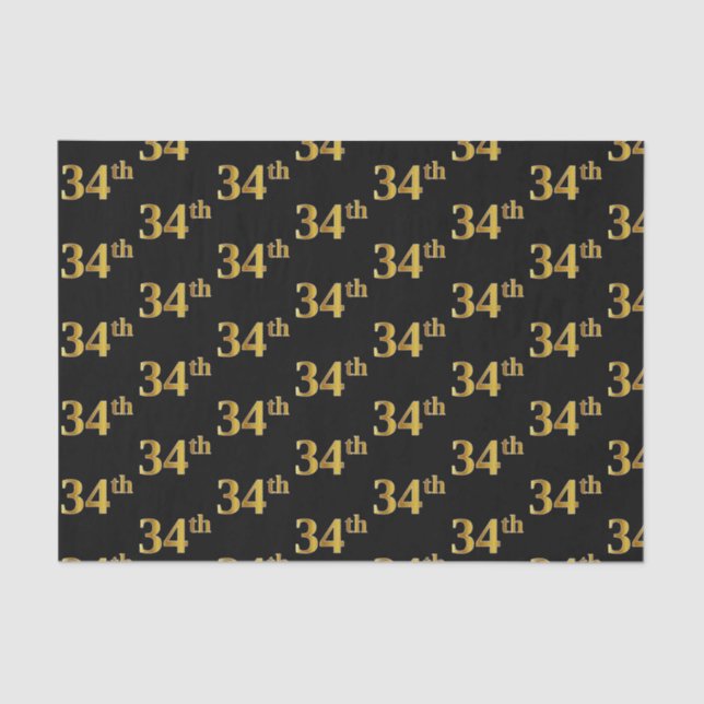 Papel De Seda Black, Faux Gold 34th (34to) Event (Anverso)