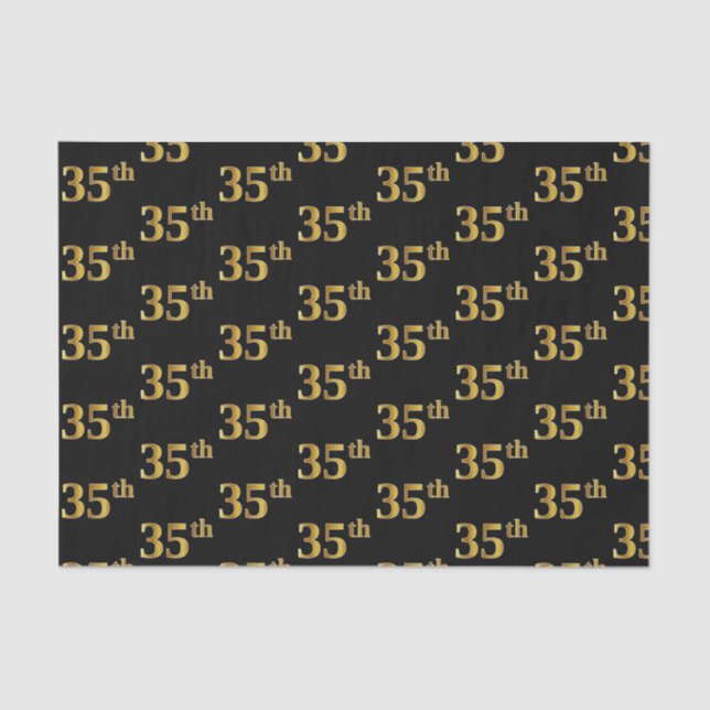 Papel De Seda Black, Faux Gold 35th (35ª) Event (Anverso)