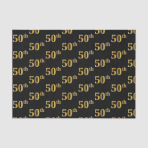 Papel De Seda Black, Faux Gold 50th (50º) Event