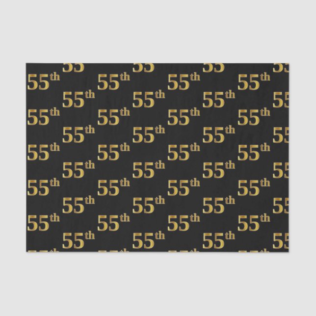 Papel De Seda Black, Faux Gold 55th (55º) Event (Anverso)