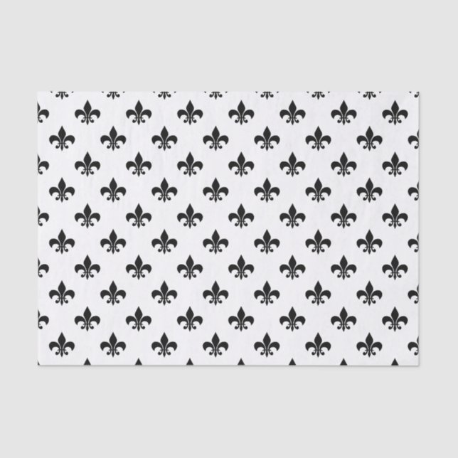 Papel De Seda Black Fleur-de-lis on White (Anverso)