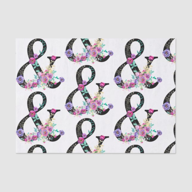 Papel De Seda Black Floral Modern Ampersand Moda Spring Wedding (Anverso)