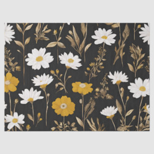 Papel De Seda Black Gold Boho Wildflower Garden