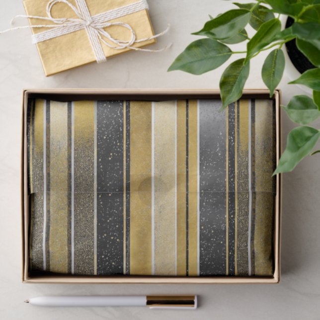 Papel De Seda Black Gold Christmas Pattern#27 ID1009 (Regalo )