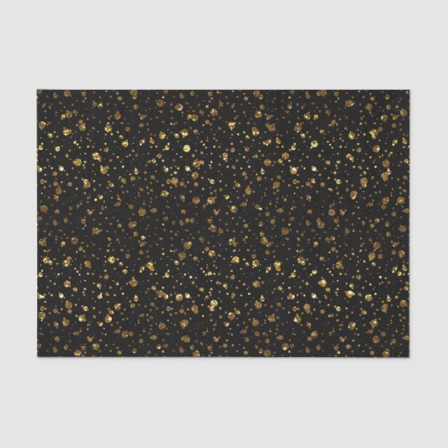 Papel De Seda Black Gold Confetti Dots Elegant Glam (Anverso)