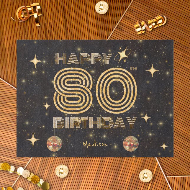 Papel De Seda Black Gold Dancing Disco Ball 80tht Happy Birthday (Subido por el creador)