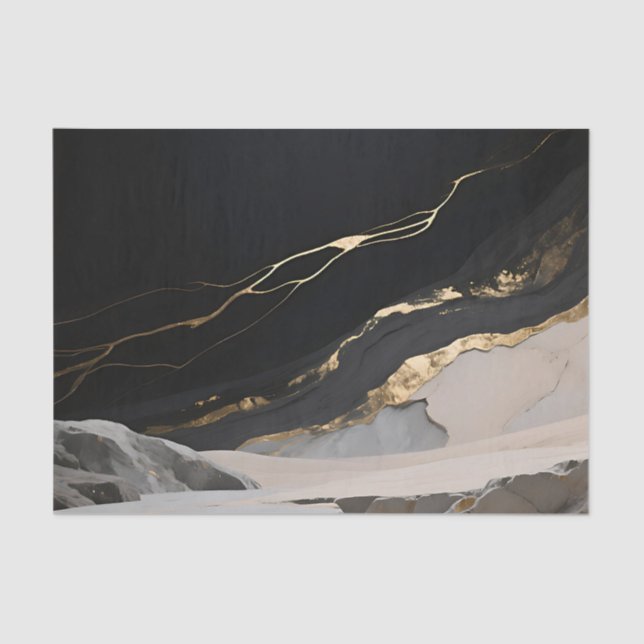 Papel De Seda Black Gold Marble Landscape (Anverso)