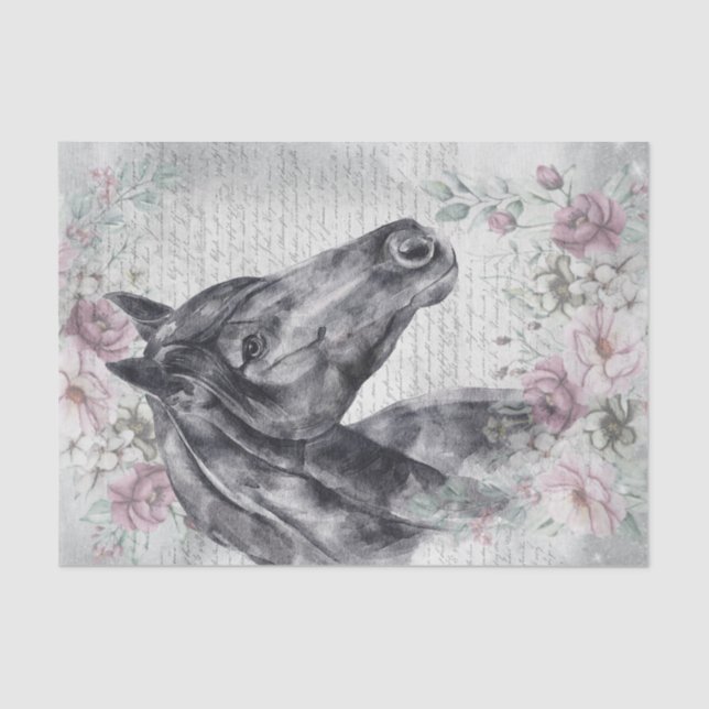 Papel De Seda Black Horse Meadow Fantasy Decoup (Anverso)