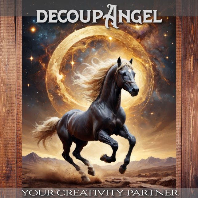 Papel De Seda Black Horse Moonlight Majesty - Decoupage - (Subido por el creador)